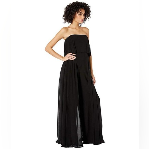 12. NWT HALSTON HERITAGE STRAPLESS PLEATED INSERT WIDE LEG JUMPSUIT - Picture 2 of 9